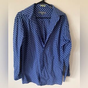 Kenneth Cole Reaction Blue and White Casual Button Down Shirt